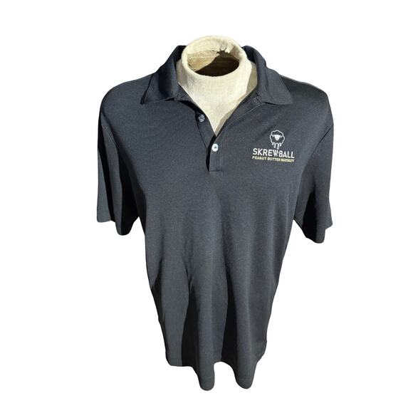 Nike Golf Polo Shirt Large Black Skrewball Peanut Butter Whiskey Promo Dri-FIT - Picture 1 of 3